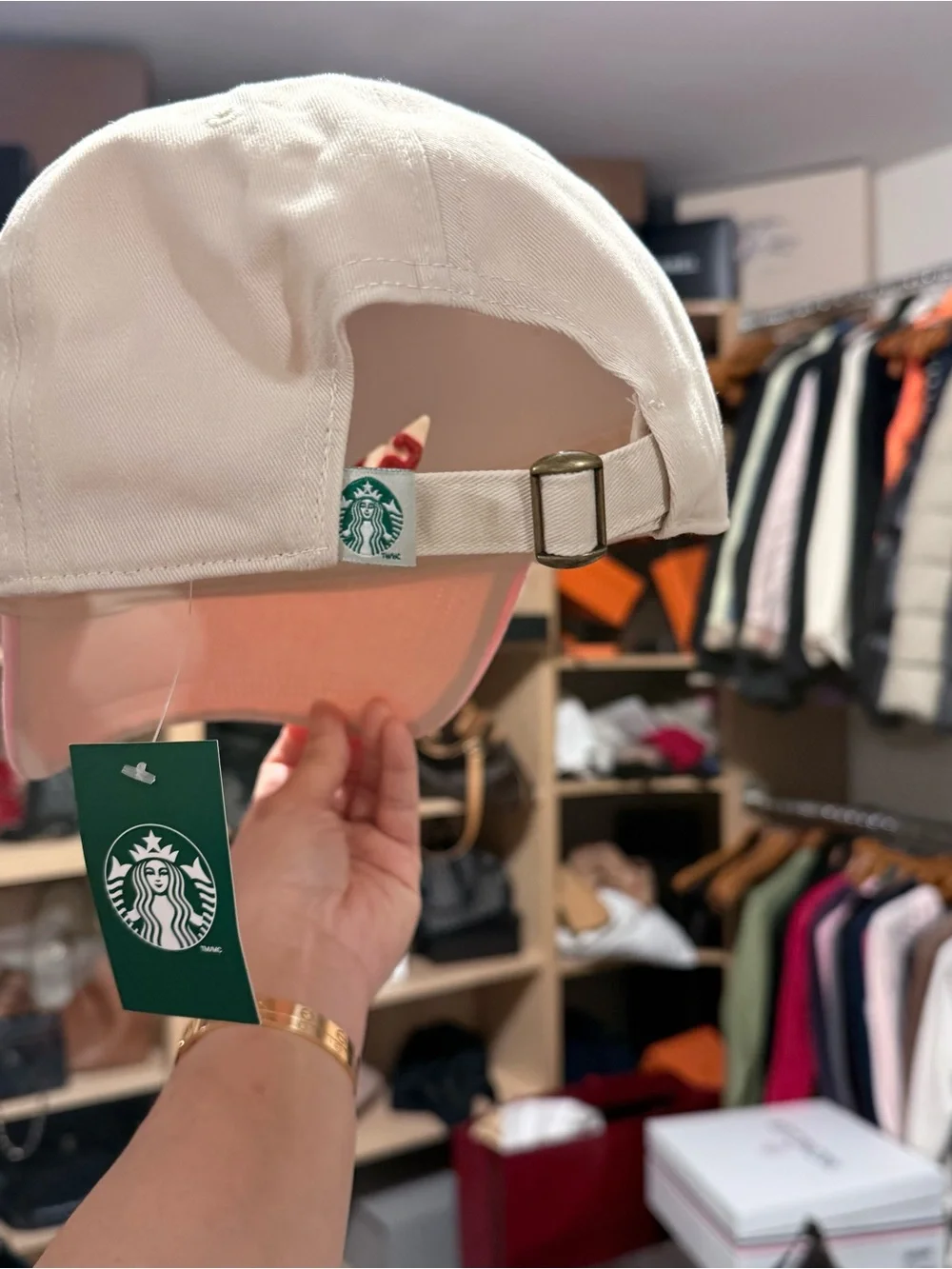 Starbucks  Pink & Cream Baseball Hat with Hot Pink Embroidery 💯 authentic